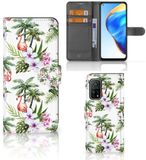 B2Ctelecom Book Case voor Xiaomi Mi 10T Pro | Mi 10T Telefoonhoesje met Pasjes Flamingo Palms