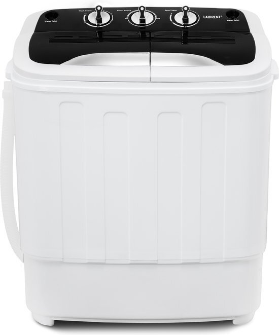 Labirent Luxe Mini Wasmachine met dubbele trommel 5,6 kg zwart-wit