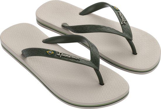 Ipanema Classic Brasil Slippers Men - Beige/Green - Size 45/46