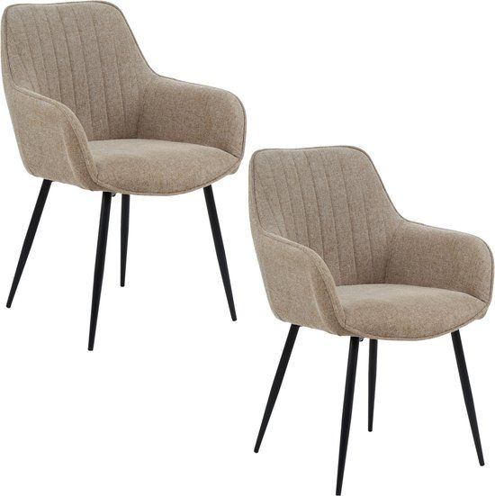 Housecraft Living Maud Eetkamerstoelen Armleuning Taupe - Set van 2