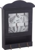 Atmosphera MDF & Glas Sleutelkastje/Sleutelhouder Zwart/Wit 20 x 5,7 x 28,5 cm - Geschikt voor 9 Sleutels/Sleutelbossen