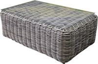 AVH-Collectie Las Palmas lounge tuintafel 120x75x43,5 cm rotan/hout/glas beige/rotan