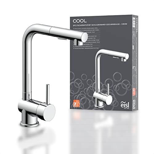 Eisl NI183ARTCR wastafelkraan COOL, keukenkraan met hoge uitloop en vaatdouche, eengreepsmengkraan, chroom