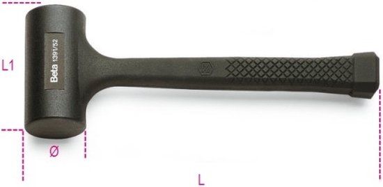 Beta 1391 35 Terugslagvrije hamer - Volledig met rubber overtrokken - 8014230081441
