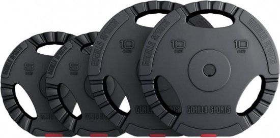 Gorilla Sports Halterschijven Set - 30 kg (2x5 + 2x10 kg) - Gripper - 30 mm