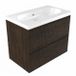 Saniclass Badkamermeubelset - 80x45x63.5cm - Palermo keramische wastafel wit - 1 wasbak - zonder kraangat - 2 lades - mat eiken charcoal
