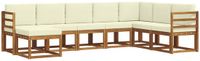 vidaXL - Hoek loungeset - 8 zitplaatsen - Natuurlijk en crème - Acacia hout