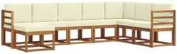 vidaXL - Hoek loungeset - 8 zitplaatsen - Natuurlijk en crème - Acacia hout