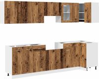 vidaXL 11-delige Keukenkastenset Lyon Bewerkt Hout Oud Houtkleurig