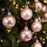 Decoris Kleine kerstballen - 36x st - lichtroze - D4 cm - glas - kerstversiering