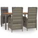 vidaXL 7-delige Tuinset met Kussens Poly Rattan Grijs