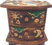 Merkloos / Sans marque Mini Houten Ladekast Tafelblad 2 Lade Naaidoos Bureau Organizer Opslag Craft Home Decor (Owl of Death)