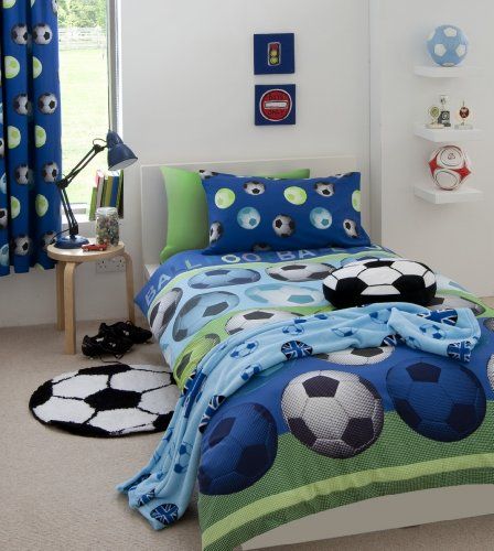 Catherine Lansfield Kids Dekbedset - Voetbaldesign - Blauw - Eenpersoons