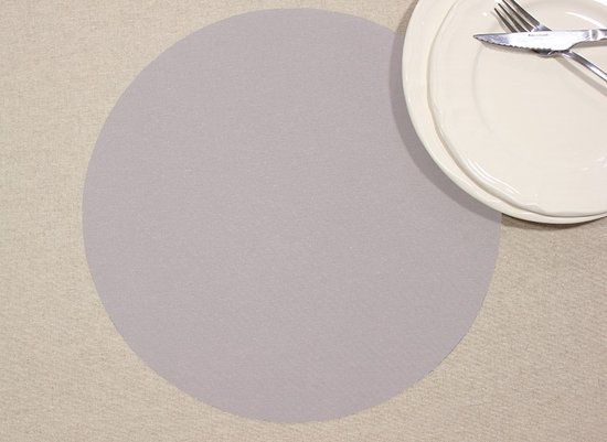 Wicotex Placemats Uni - Licht Grijs - Rond - 38 cm - 12 stuks