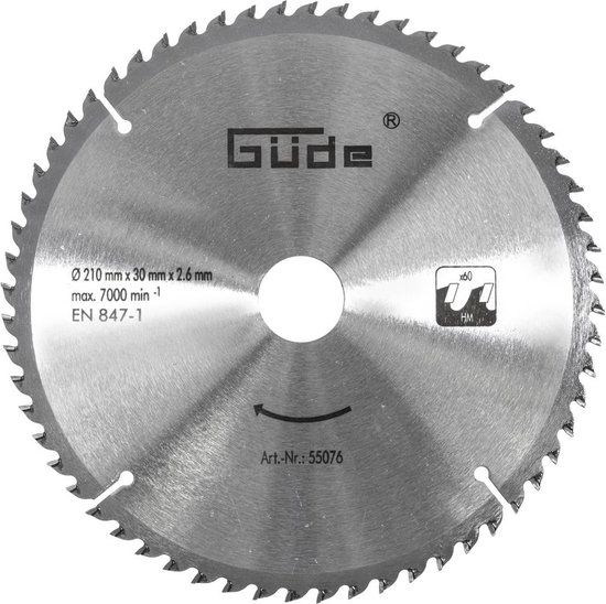 Güde Houtzaagblad - 60T - 210x210x2,8 mm