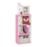 Furinno LUDER Boekenplank, 3-laags moderne boekenplank, open planken boekenkast 9,3 x 16 x 31,4, voor woonkamer, slaapkamer, thuiskantoor, roze/wit