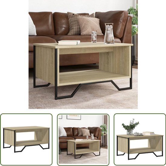 vidaXL Salontafel 75x51x40 cm bewerkt hout sonoma eikenkleurig