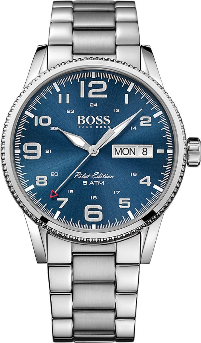 Hugo Boss HB1513329 Pilot Horloge - Staal - Zilverkleurig - Ø44 mm