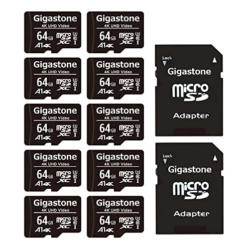 GIGASTONE 64GB 10-pack micro SD geheugenkaart, SDXC A1 UHS-I U3 klasse 10