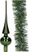 Decoris Kaemingk B.V. Kerstversiering glazen piek 26 cm glans - met kerstslinger 270 cm - donkergroen