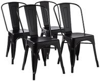 Amazon Basics Eetkamerstoelen, metaal, set van 4, 51 x 43 x 85 cm (L x B x H), zwart