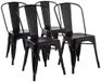 Amazon Basics Eetkamerstoelen, metaal, set van 4, 51 x 43 x 85 cm (L x B x H), zwart