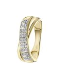 Lucardi Dames Ring met 18 diamanten 0,08ct - Ring - Cadeau - 14 Karaat Goud - Geelgoud