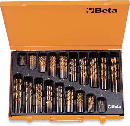 Beta Set spiraalboren, korte uitvoering HSS-TiN volledig geslepen (art. 414) in kistje 414/C116 - 004140450
