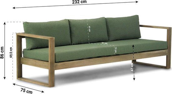 Garden Collections Newbury stoel-bank loungeset 3-delig