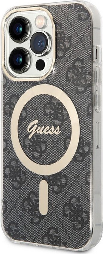 Guess 4G Back Case (MagSafe Compatible) - Geschikt voor Apple iPhone 14 Pro (6.1") - Grijs