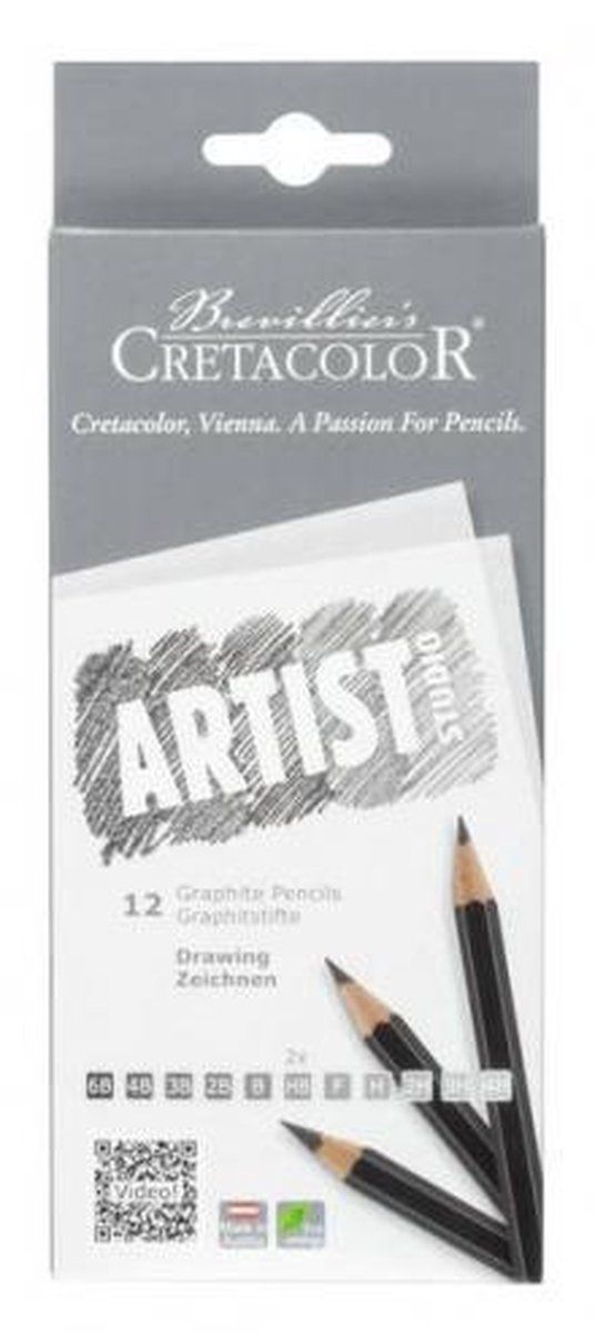Cretacolor Artist Studio Grafiet Tekenpotloden - 12 stuks - Grijs