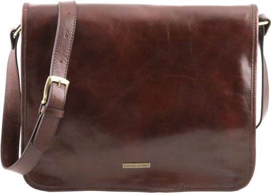 Tuscany Leather Heren Schoudertas Messenger groot formaat - Bruin - TL141254