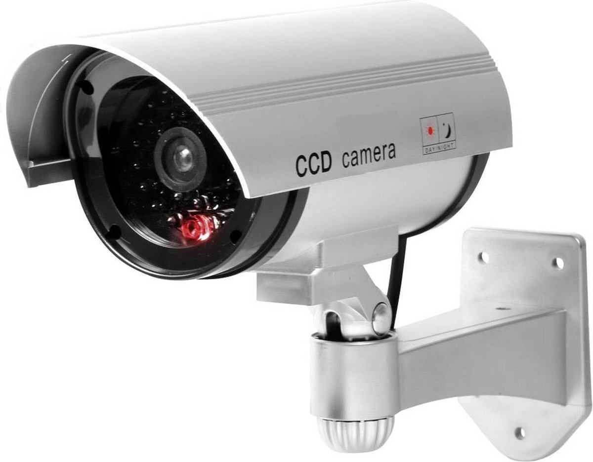 Bantach Dummy Camera - Realistische look met rood knipperend led - indicator - beveiligingscamera zilver