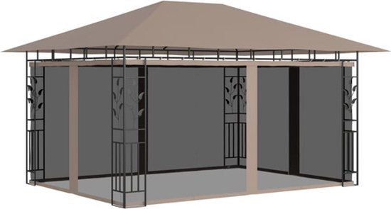 vidaXL Prieel met klamboe 4x3x2,73 m Taupe