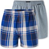 Schiesser 2Pack Boxershorts - Boxershorts Multipacks Onderbroek - blaugrijs, blauwe