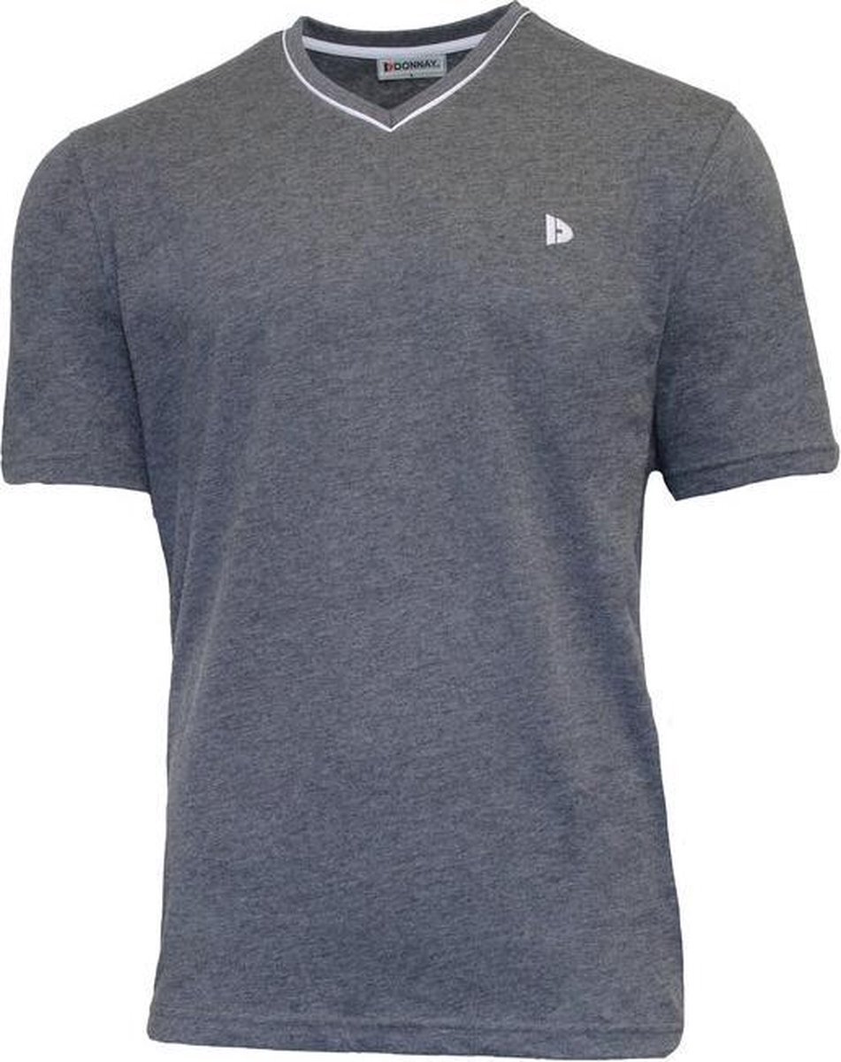 Donnay T-shirt - Sportshirt - V- Hals shirt - Heren - Maat M - Donker grijs gemeleerd