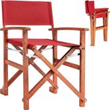 Casaria Regisseursstoel – FSC Eucalyptushout – met Armleuningen – Rood