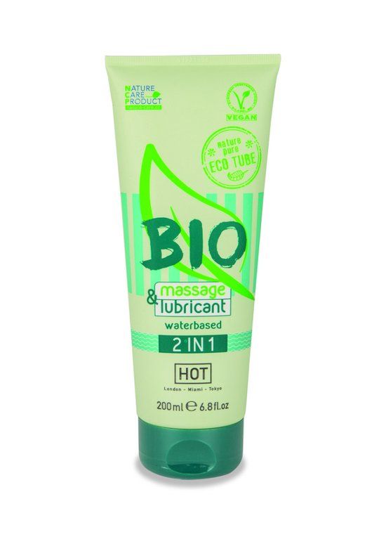 HOT Bio 2 in 1 Waterbasis Glijmiddel En Massagegel 200 ml