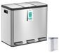 Poubelle 3 compartiments 18 litres acier inoxydable argenté