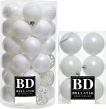 Bellatio Decorations Shoppartners Bv Kerstversiering kunststof kerstballen winter wit 6-8 cm pakket van 49x stuks