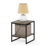 Furinno Camnus Bijzettafel met 2 legplanken, hout, Frans eiken/grijs, 40 x 40,39 x 45,72 cm