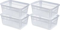 Whitefurze Opbergmand/kastmandjes - 4x - Kunststof - Transparant - 45 x 31 x 18 cm
