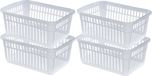 Whitefurze Opbergmand/kastmandjes - 4x - Kunststof - Transparant - 45 x 31 x 18 cm