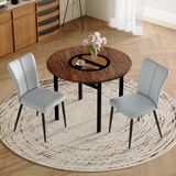 STILVORA Eethoek 100 cm - Ronde Eettafel Met 2 Stoelen En Glasplateau