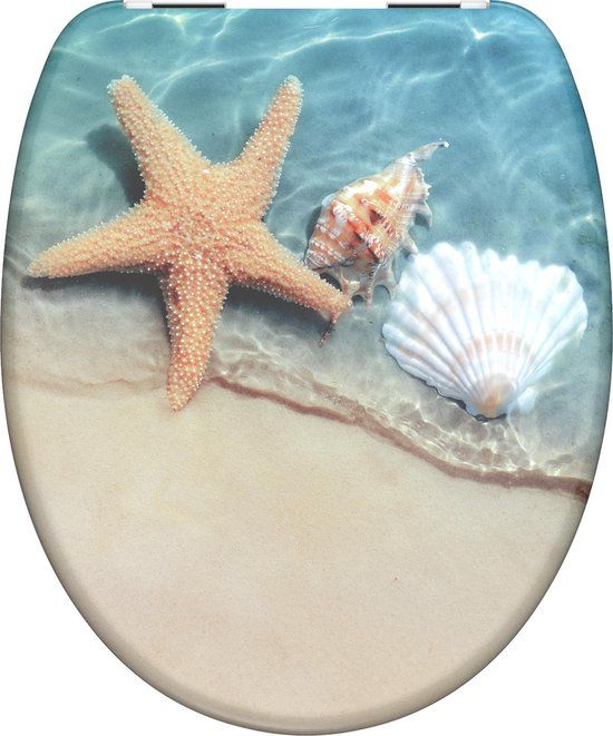 SCHÜTTE WC-Bril 82196 BEACH - Duroplast - Soft Close - Verchroomde Scharnieren - Strand Print