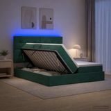 vidaXL LED-opbergbed met matras, donkergroen, 200 x 200 cm, fluweel