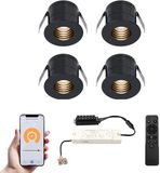 HOFTRONIC Set van 4 Betty Smart LED Mini Inbouwspots - Zwart - 12V 3W 140lm - Dimbaar - Wifi & Bluetooth - 2700K - IP44