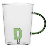 LA PORCELLANA BIANCA - Mok letter 'D' van borosilicaatglas, inhoud 400 cc, collectie Allalettera