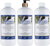 Claudius Cosmetics B.V. Body & Hair Milk & Honey 1 liter met gouden pomp - set van 3 stuks