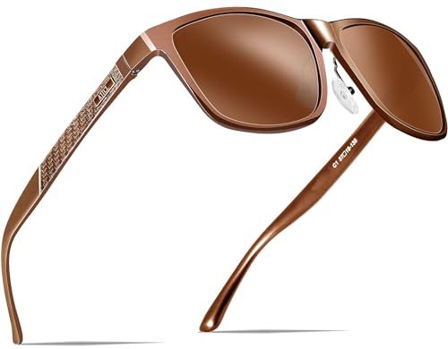 ATTCL Men's Sunglasses, Polaroid Colors, Aluminum/Magnesium Alloy, Metal Frame, Ultra Light, Brown, Medium